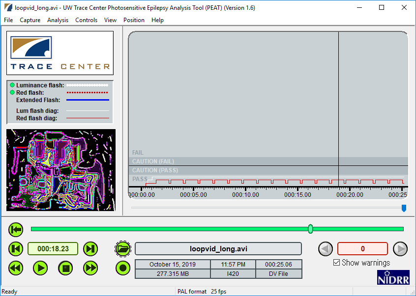 PEAT analysis result on the rave animation. Appears to be OK