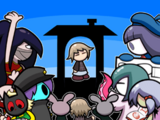 The blue Beret Sister alongside other characters in Wallpaper #593.
