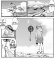 The teleporting balloons in the manga.