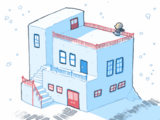 #800 - "集落に降る雪", by rariatoo - Enter the Snowy Apartments for the first time.