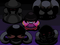 Statues of a Shadow Lady, Shadow Bird, Shadow Gloop, Shadow ???, and a Clown as seen in Wallpaper #46.