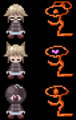 The kneeling Orange Eyes' reactions to Urotsuki's effects.