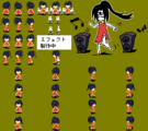 Odorika's sprite sheet, showing a possible effect.