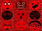 #773 - "まんまる red face", by maptsuki - Find all the red faces shown on this wallpaper (Check below).