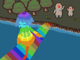 #146 - "Rainbow Bridge", by kmn - When you use the Teru Teru Bōzu and Rainbow effects to make a bridge at the Tribe Settlement.
